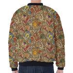Vintage Wicca Tarot Card Print Zip Sleeve Bomber Jacket