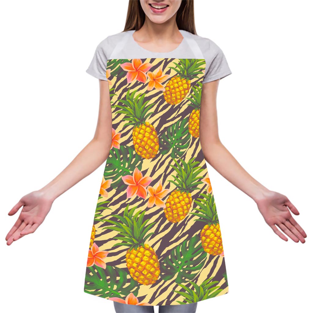 Vintage Zebra Pineapple Pattern Print Adjustable Apron