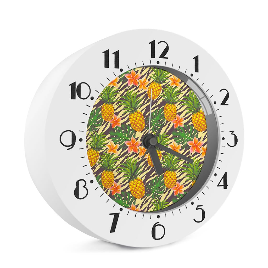Vintage Zebra Pineapple Pattern Print Alarm Clock