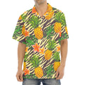 Vintage Zebra Pineapple Pattern Print Aloha Shirt
