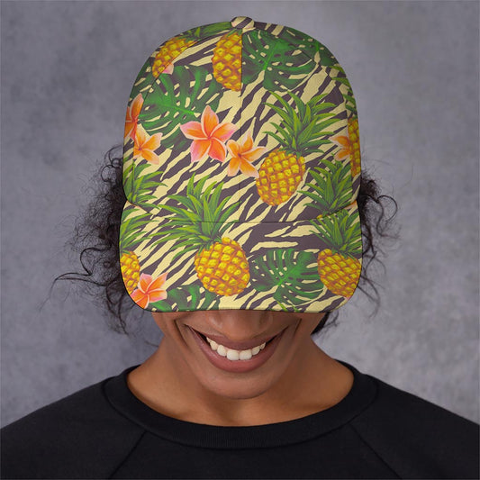 Vintage Zebra Pineapple Pattern Print Baseball Cap