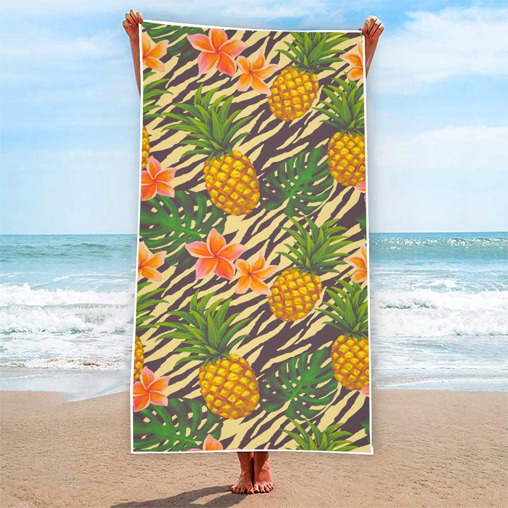 Vintage Zebra Pineapple Pattern Print Beach Towel