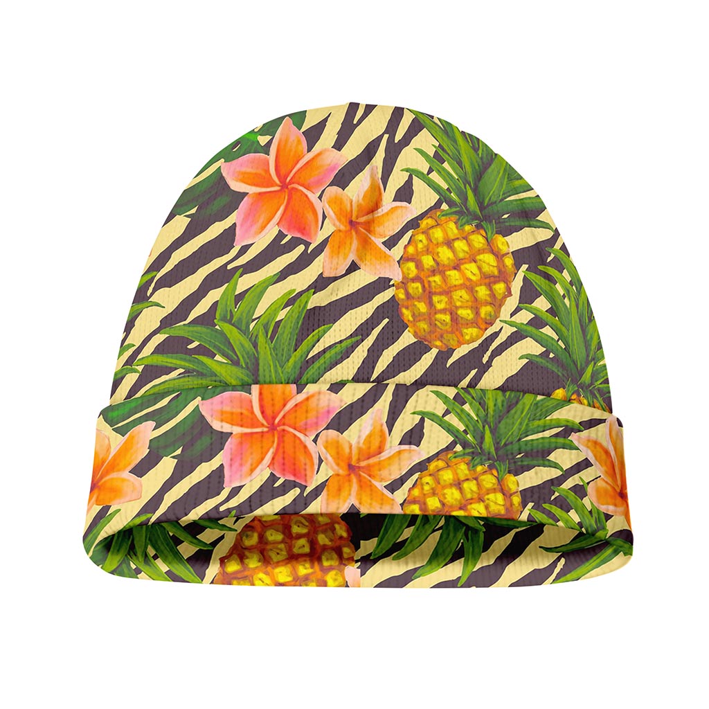 Vintage Zebra Pineapple Pattern Print Beanie