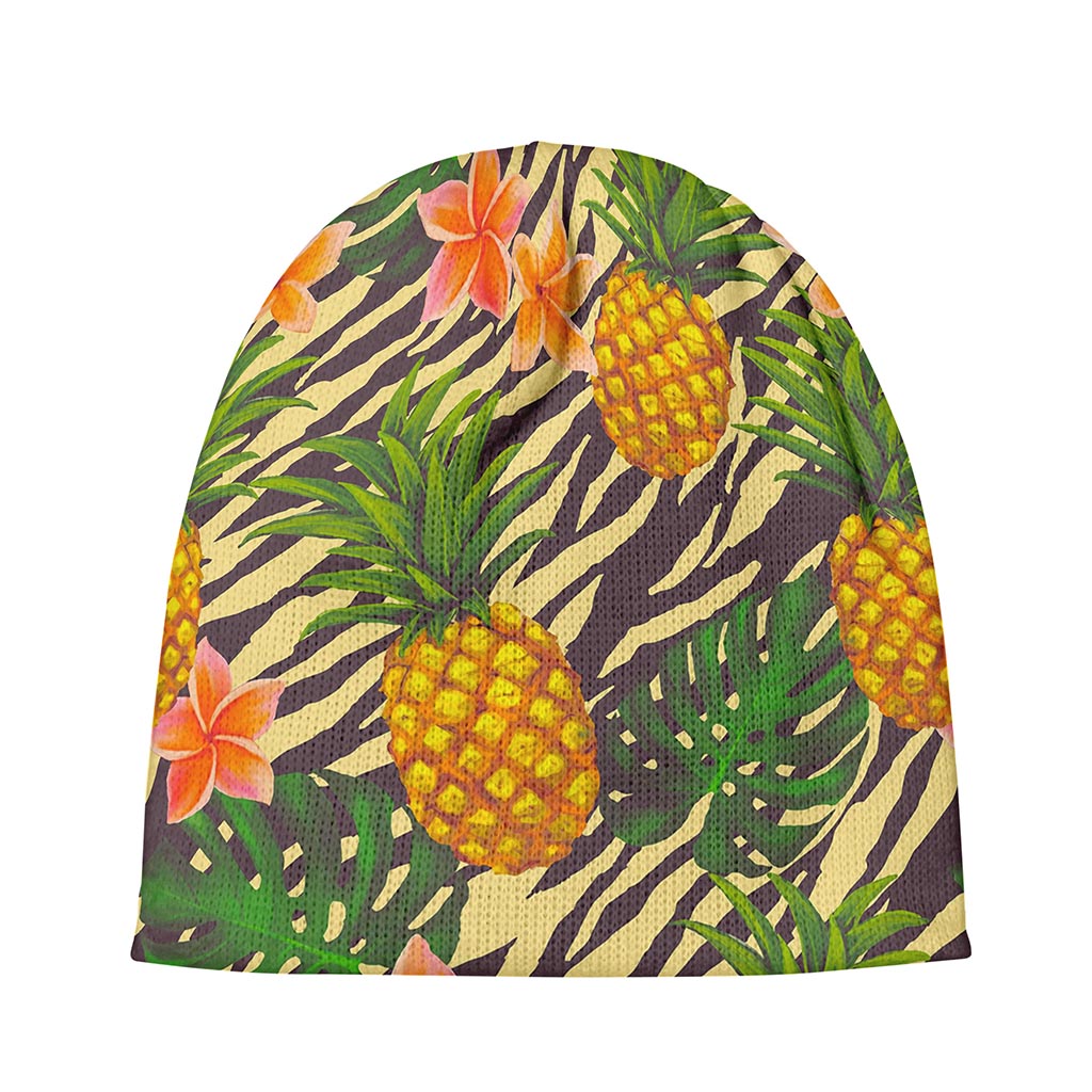 Vintage Zebra Pineapple Pattern Print Beanie