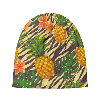 Vintage Zebra Pineapple Pattern Print Beanie