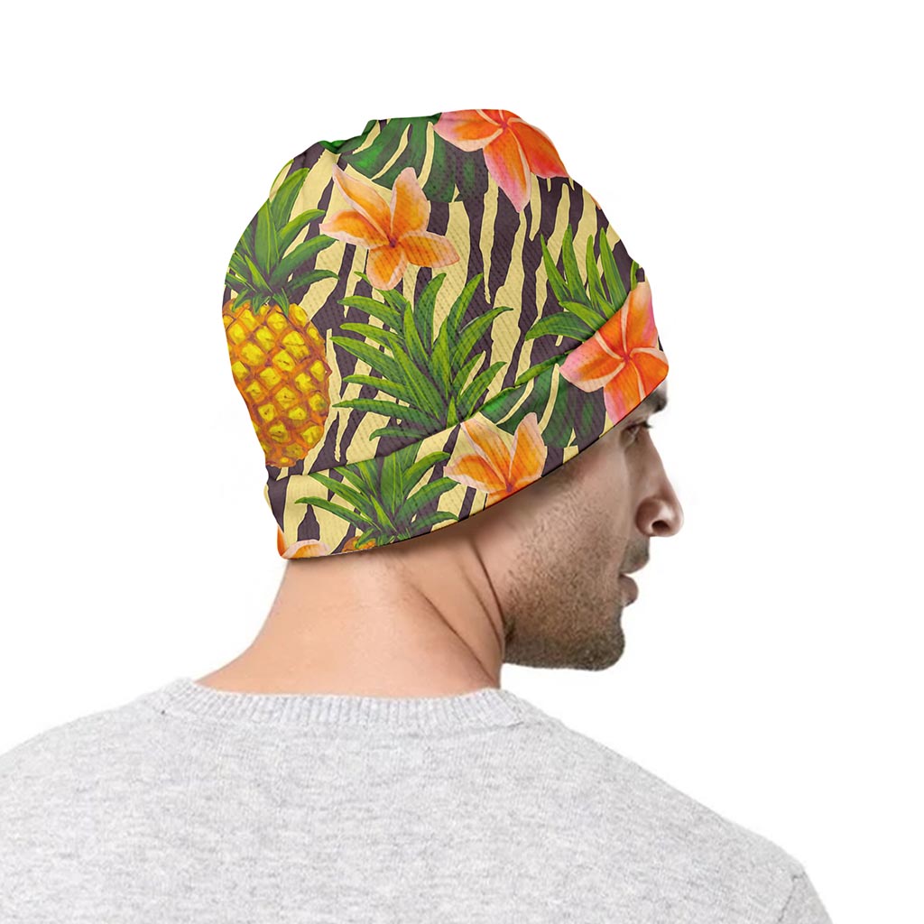 Vintage Zebra Pineapple Pattern Print Beanie