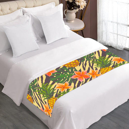 Vintage Zebra Pineapple Pattern Print Bed Runner
