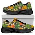 Vintage Zebra Pineapple Pattern Print Black Chunky Shoes