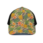 Vintage Zebra Pineapple Pattern Print Black Mesh Trucker Cap