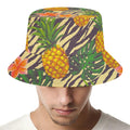 Vintage Zebra Pineapple Pattern Print Bucket Hat
