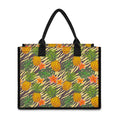Vintage Zebra Pineapple Pattern Print Canvas Tote Bag