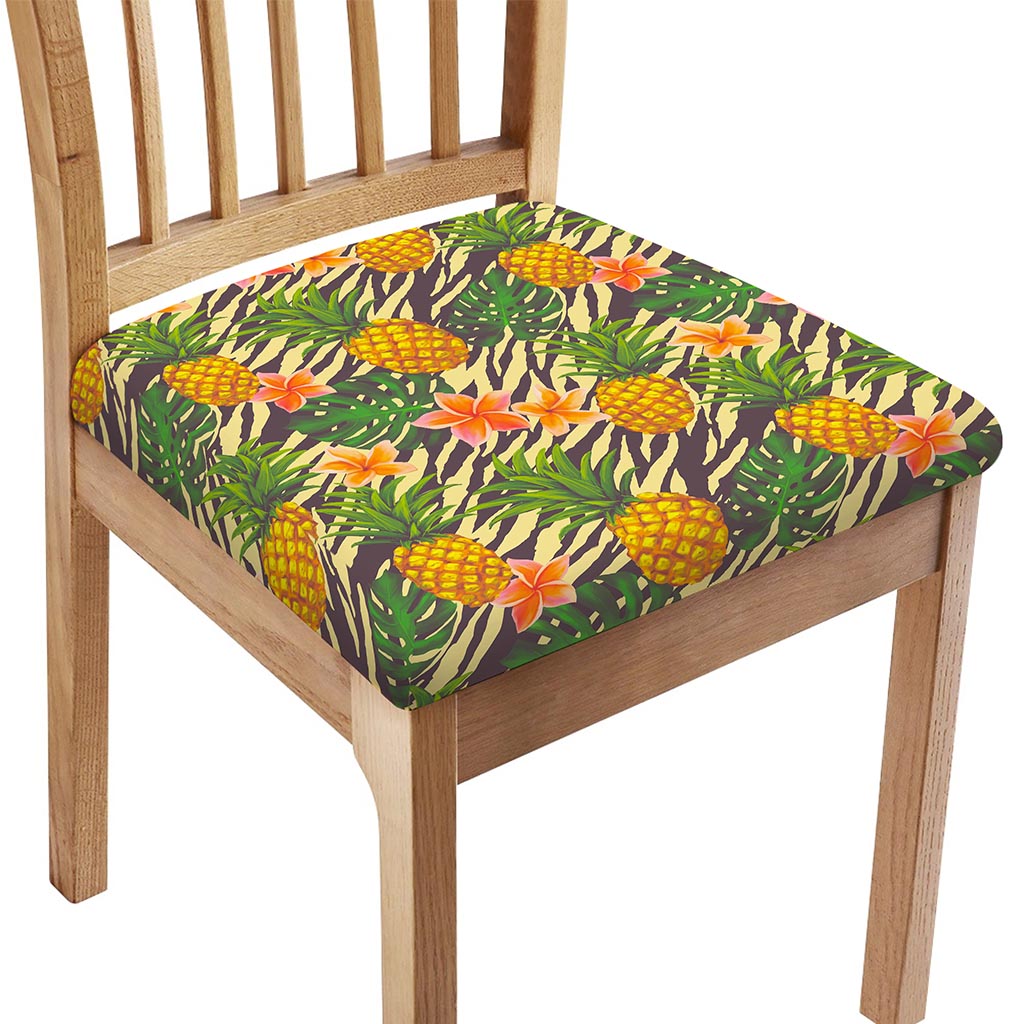 Vintage Zebra Pineapple Pattern Print Chair Cushion Cover