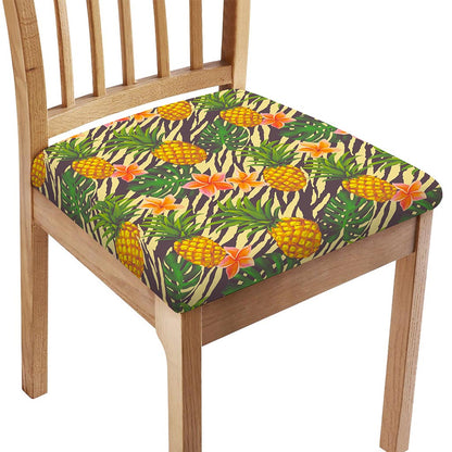 Vintage Zebra Pineapple Pattern Print Chair Cushion Cover