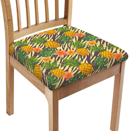Vintage Zebra Pineapple Pattern Print Chair Cushion Cover