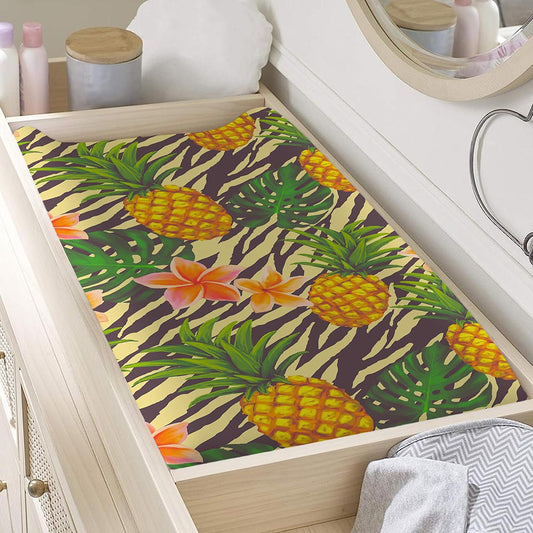 Vintage Zebra Pineapple Pattern Print Changing Pad Cover