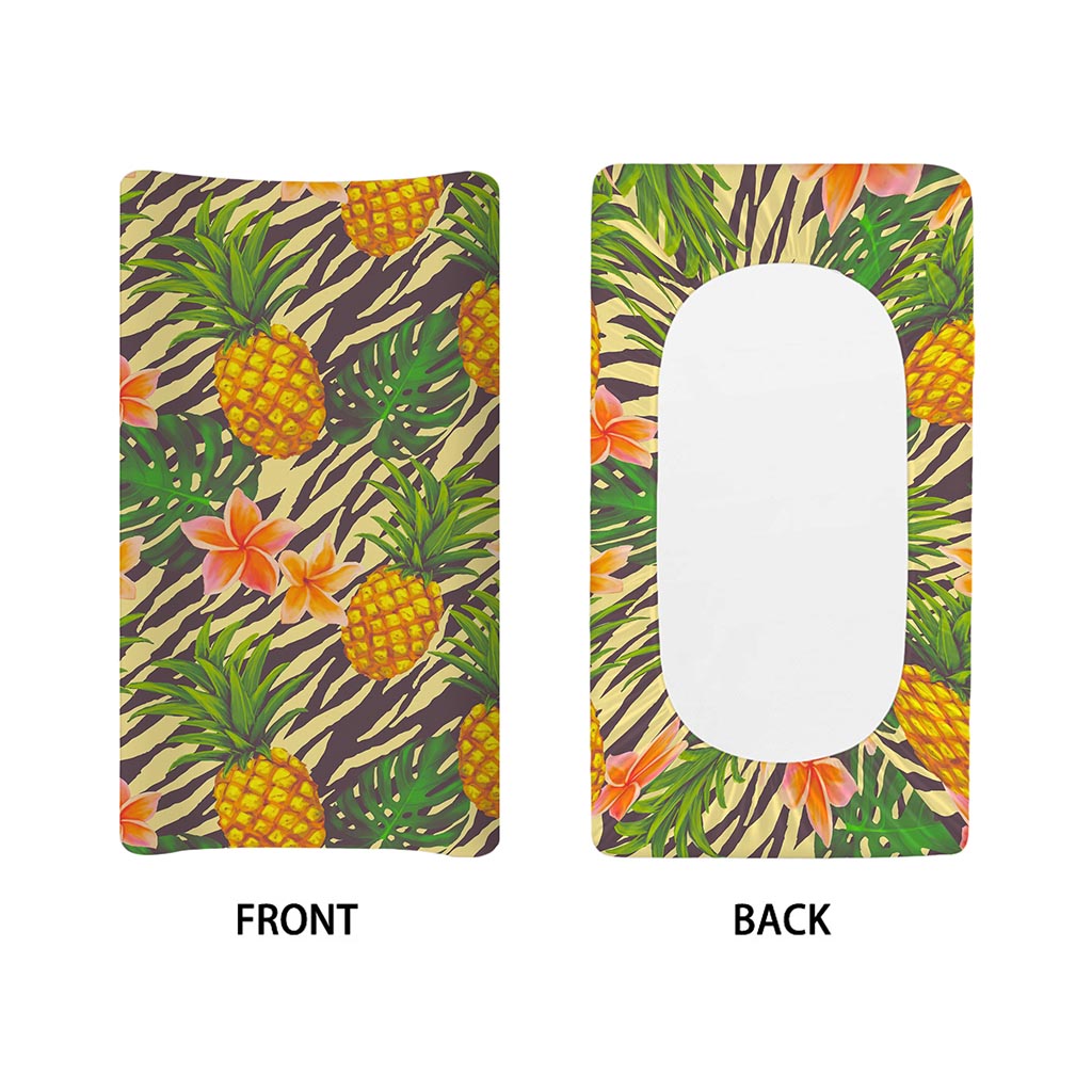 Vintage Zebra Pineapple Pattern Print Changing Pad Cover