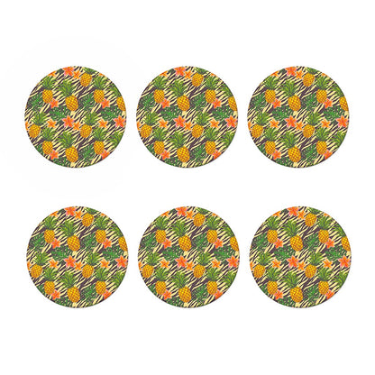 Vintage Zebra Pineapple Pattern Print Coaster Set
