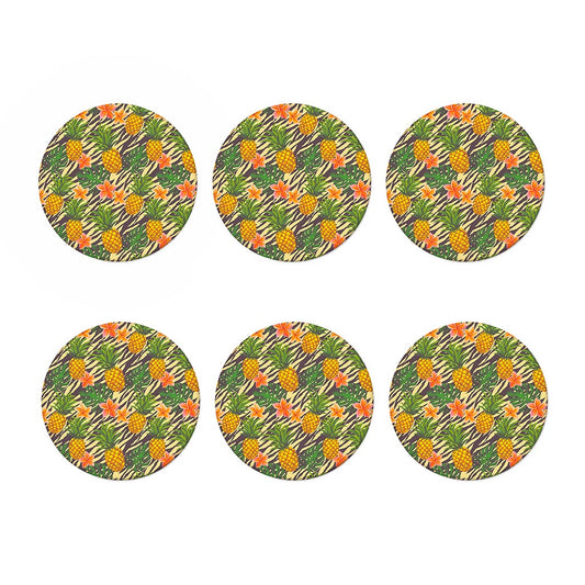 Vintage Zebra Pineapple Pattern Print Coaster Set