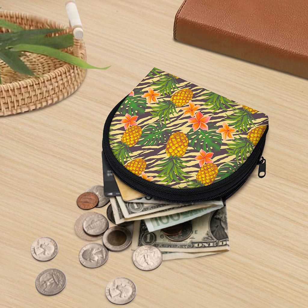 Vintage Zebra Pineapple Pattern Print Coin Purse