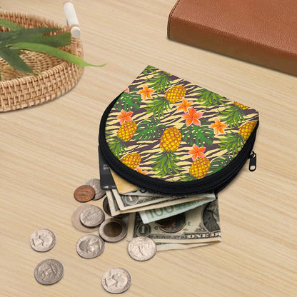 Vintage Zebra Pineapple Pattern Print Coin Purse