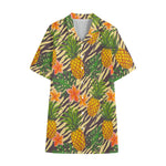 Vintage Zebra Pineapple Pattern Print Cotton Hawaiian Shirt