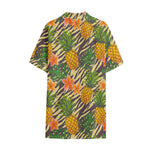 Vintage Zebra Pineapple Pattern Print Cotton Hawaiian Shirt