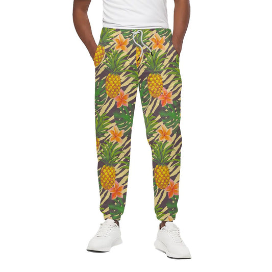 Vintage Zebra Pineapple Pattern Print Cotton Pants