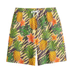 Vintage Zebra Pineapple Pattern Print Cotton Shorts