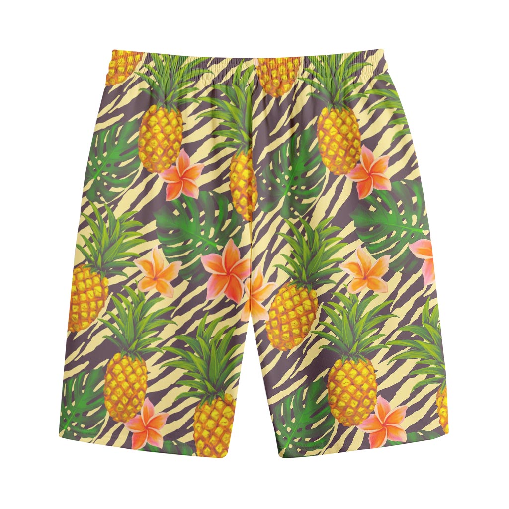 Vintage Zebra Pineapple Pattern Print Cotton Shorts