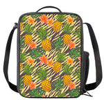 Vintage Zebra Pineapple Pattern Print Crossbody Lunch Bag
