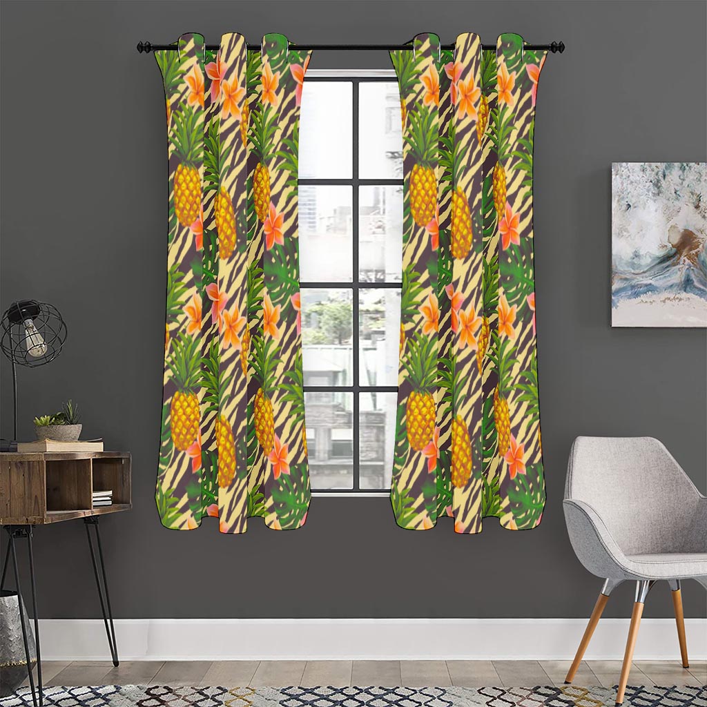 Vintage Zebra Pineapple Pattern Print Curtain