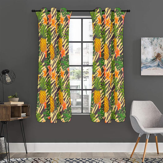 Vintage Zebra Pineapple Pattern Print Curtain