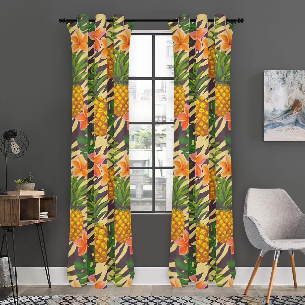 Vintage Zebra Pineapple Pattern Print Curtain