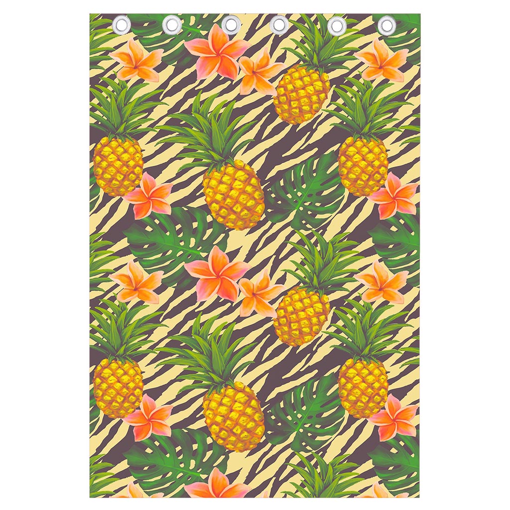 Vintage Zebra Pineapple Pattern Print Curtain