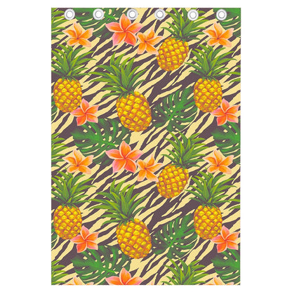 Vintage Zebra Pineapple Pattern Print Curtain