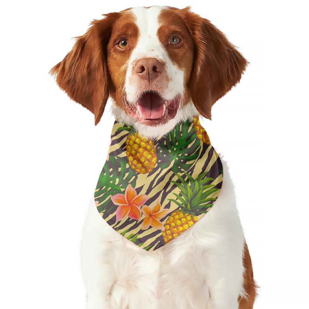 Vintage Zebra Pineapple Pattern Print Dog Bandana