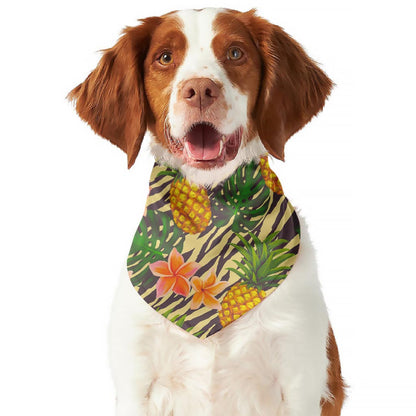 Vintage Zebra Pineapple Pattern Print Dog Bandana