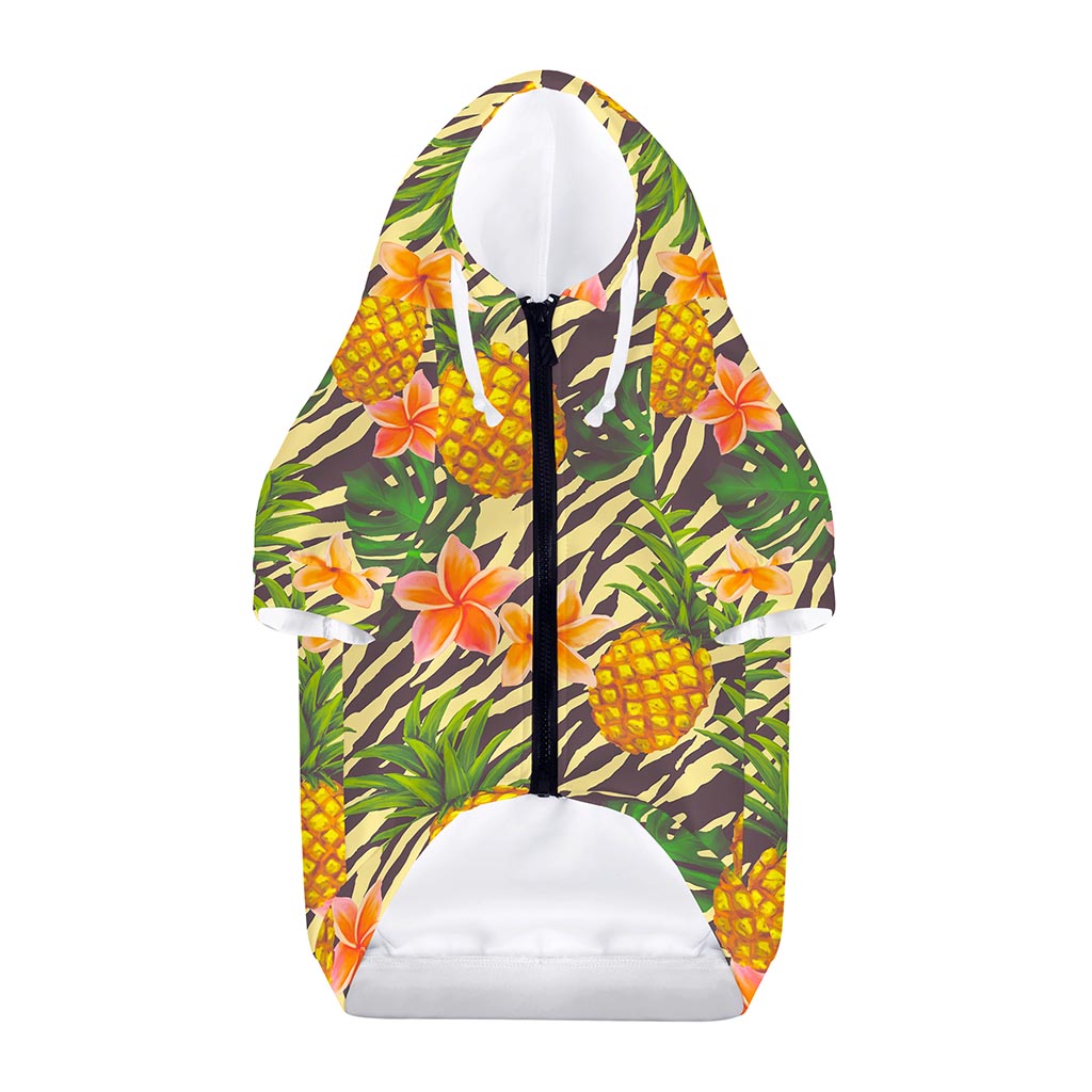 Vintage Zebra Pineapple Pattern Print Dog Zip Up Hoodie