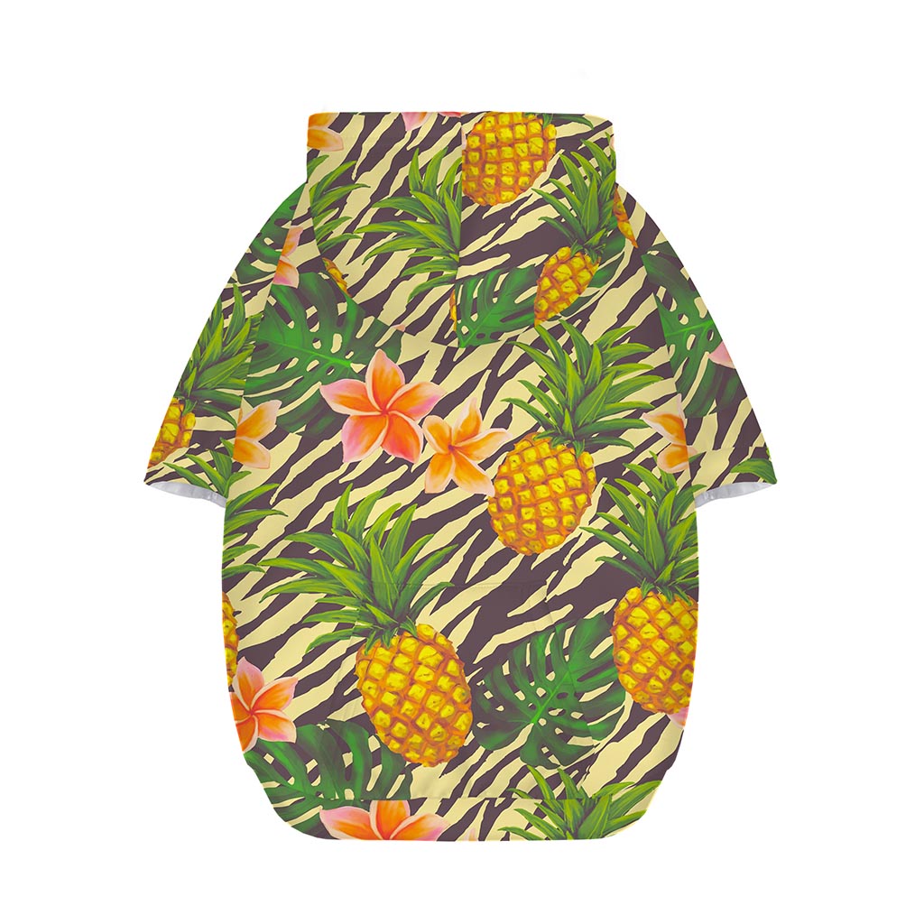 Vintage Zebra Pineapple Pattern Print Dog Zip Up Hoodie