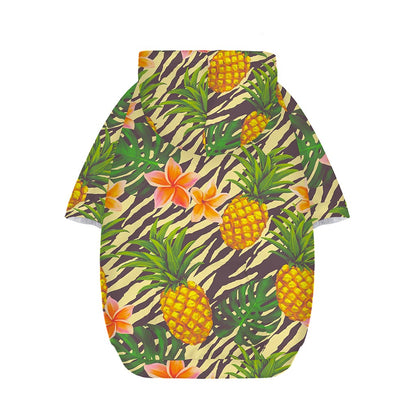 Vintage Zebra Pineapple Pattern Print Dog Zip Up Hoodie