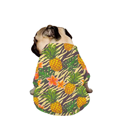 Vintage Zebra Pineapple Pattern Print Dog Zip Up Jacket