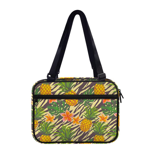 Vintage Zebra Pineapple Pattern Print Double Strap Bible Bag