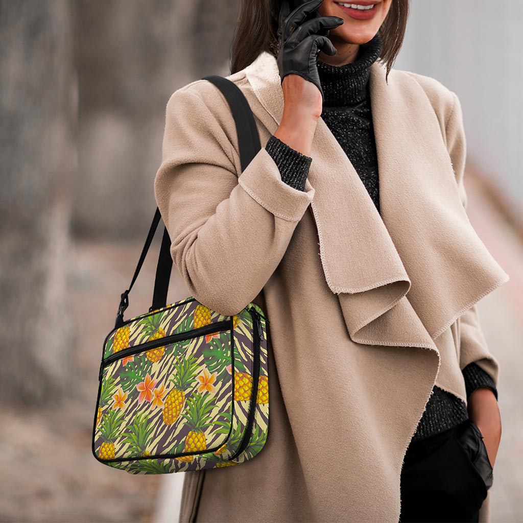 Vintage Zebra Pineapple Pattern Print Double Strap Bible Bag
