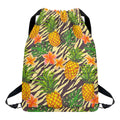 Vintage Zebra Pineapple Pattern Print Drawstring Backpack