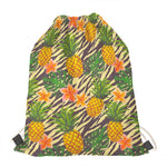 Vintage Zebra Pineapple Pattern Print Drawstring Bag