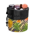 Vintage Zebra Pineapple Pattern Print Drawstring Makeup Bag