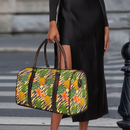 Vintage Zebra Pineapple Pattern Print Duffle Bag