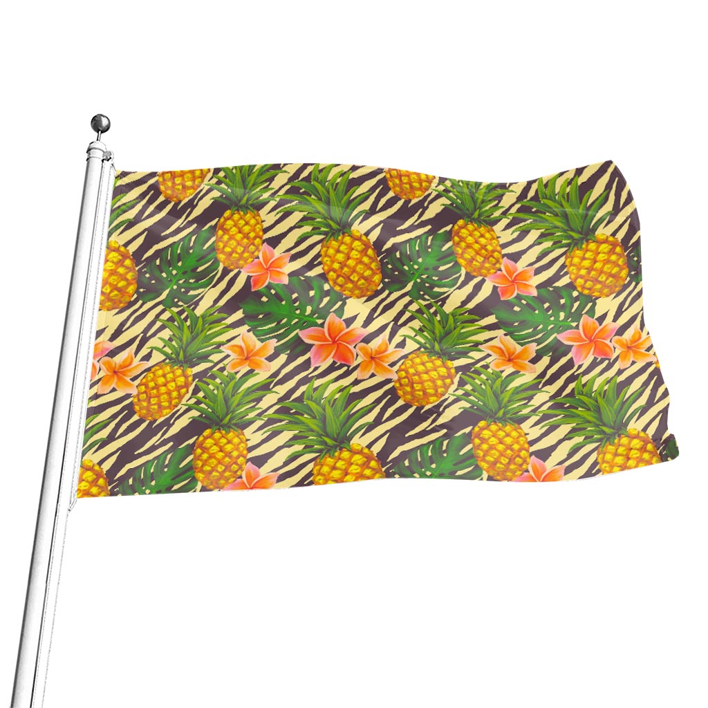 Vintage Zebra Pineapple Pattern Print Flag