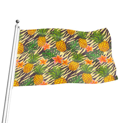 Vintage Zebra Pineapple Pattern Print Flag