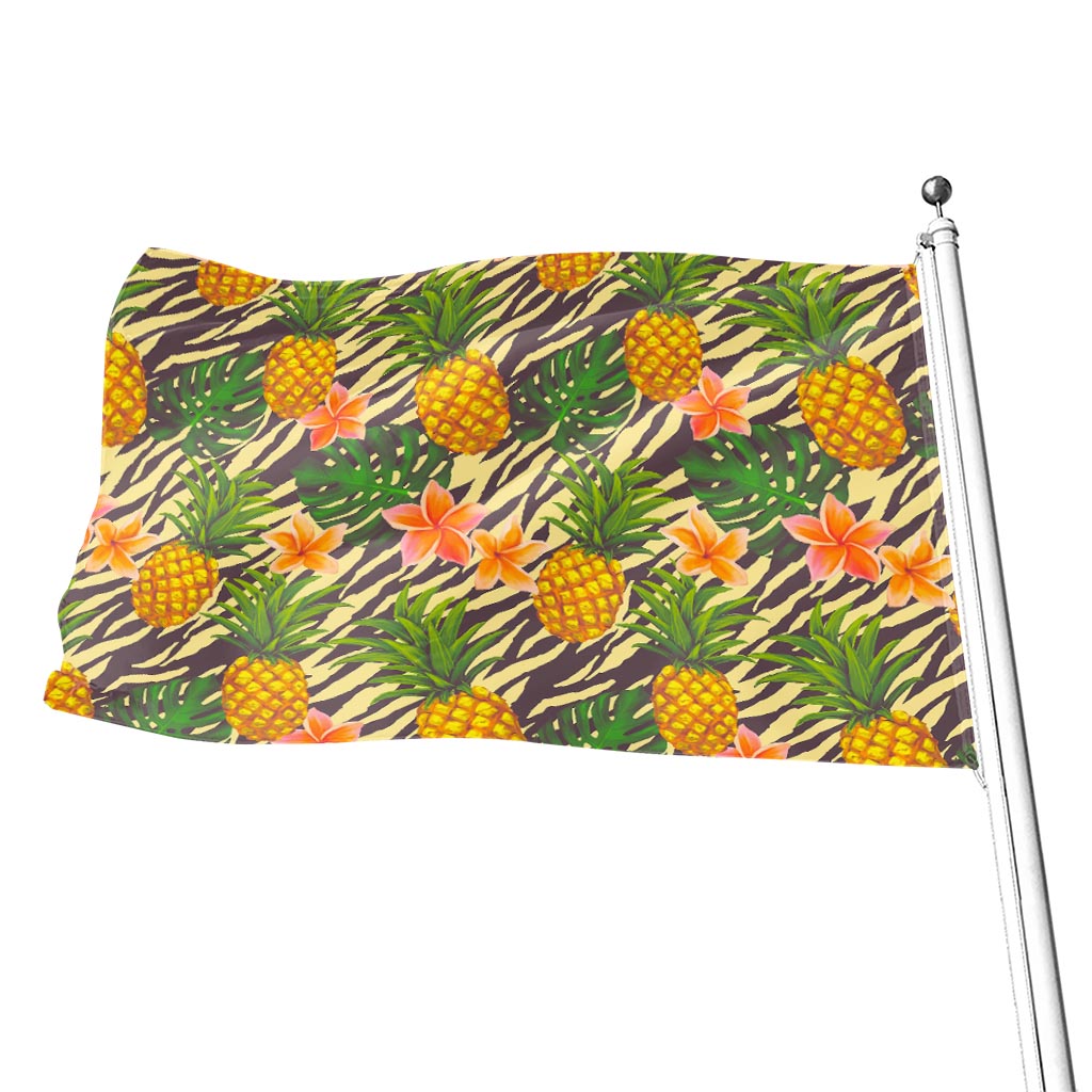 Vintage Zebra Pineapple Pattern Print Flag